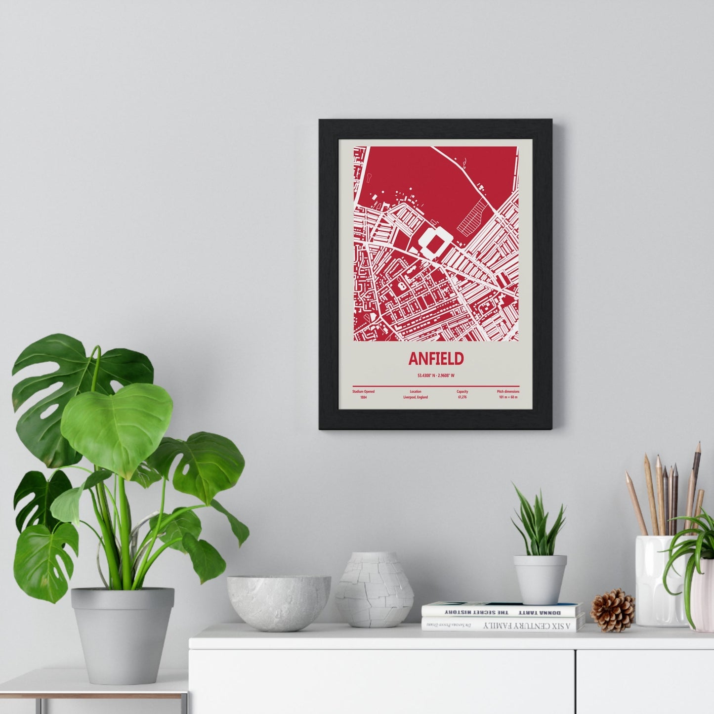 Framed Anfield Stadium map print