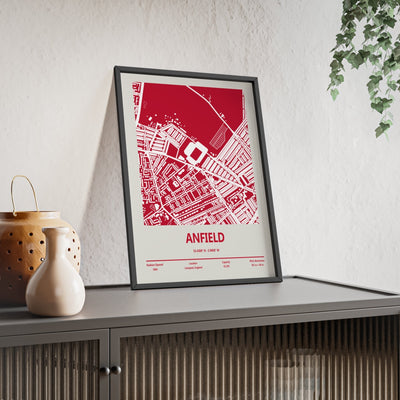 Framed Anfield Stadium map print
