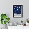 Angel Stadium map print framed on a living room wall