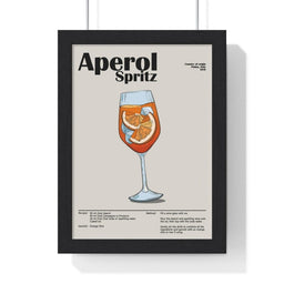 Aperol Spritz cocktail poster framed in black frame – modern bar wall art by Poster Kingz