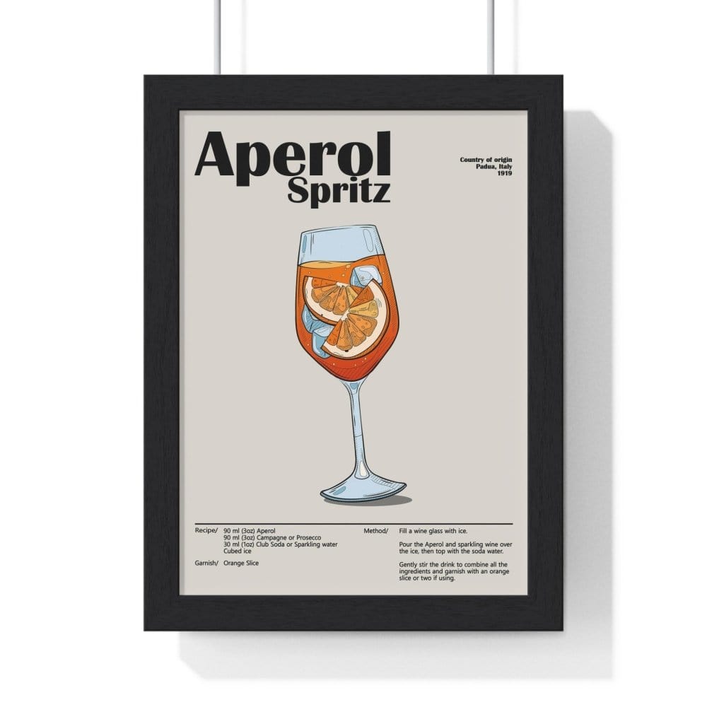 Aperol Spritz Cocktail Poster – Modern Bar Wall Art – Framed or Unframed