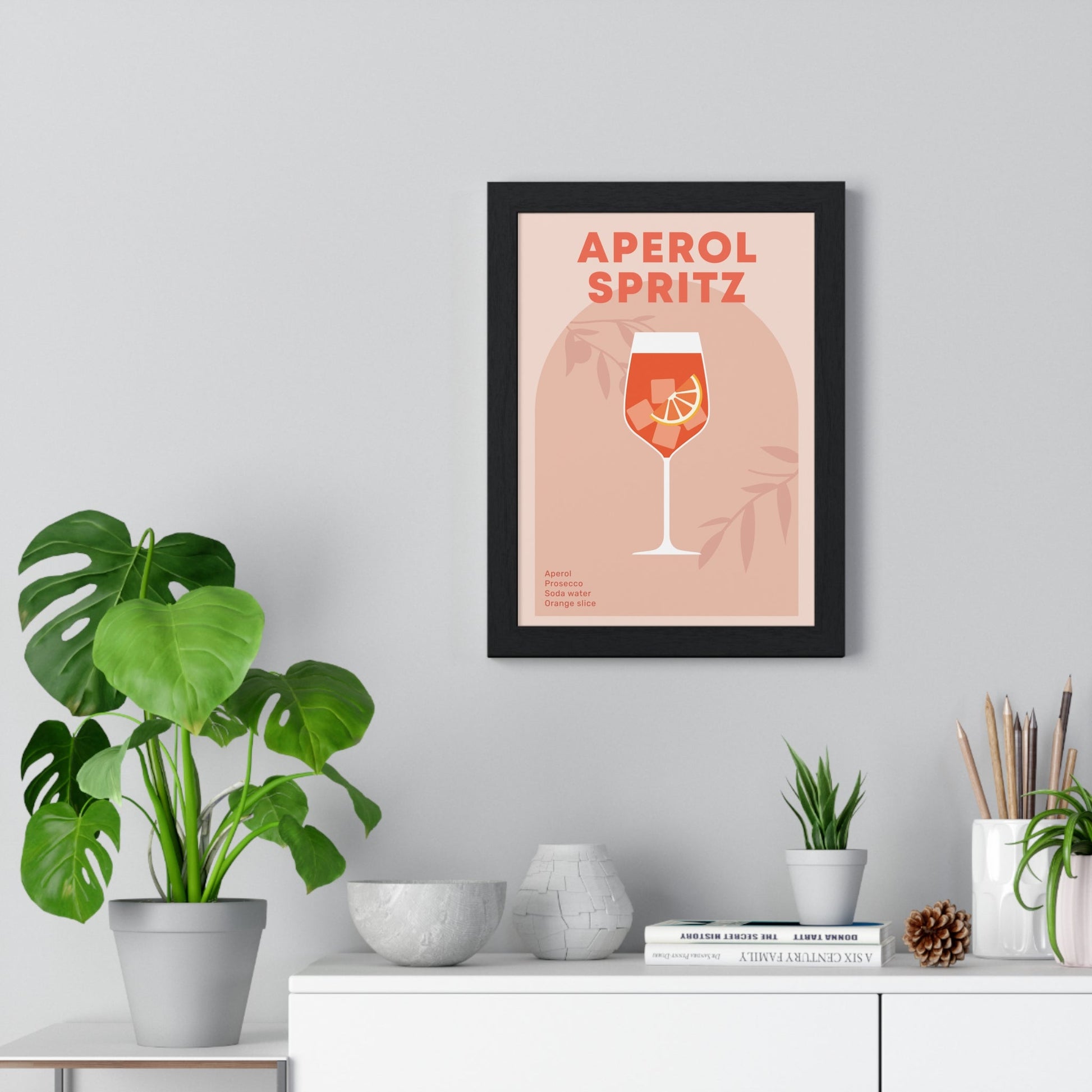 Framed Aperol Spritz - Minimalist Cocktail Print print