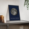 Apollo Moon Landings print framed and leaning on a sideboard