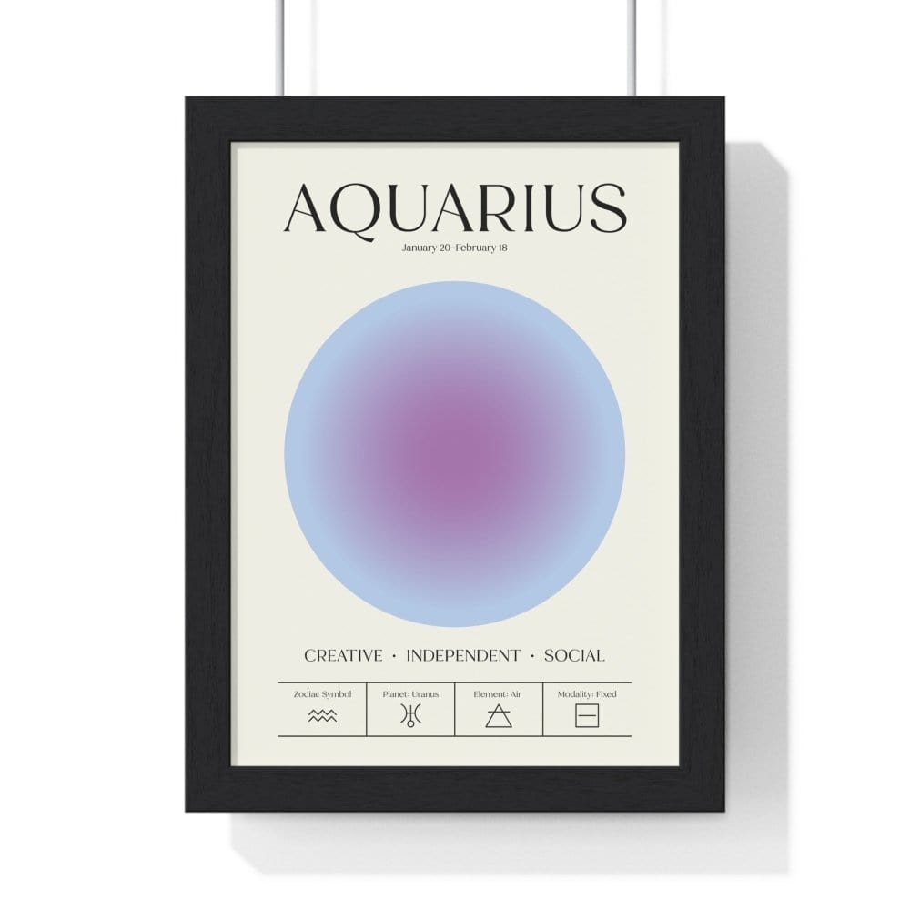 Framed Aquarius Astrology Chart poster