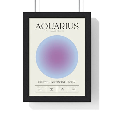 Framed Aquarius Astrology Chart poster
