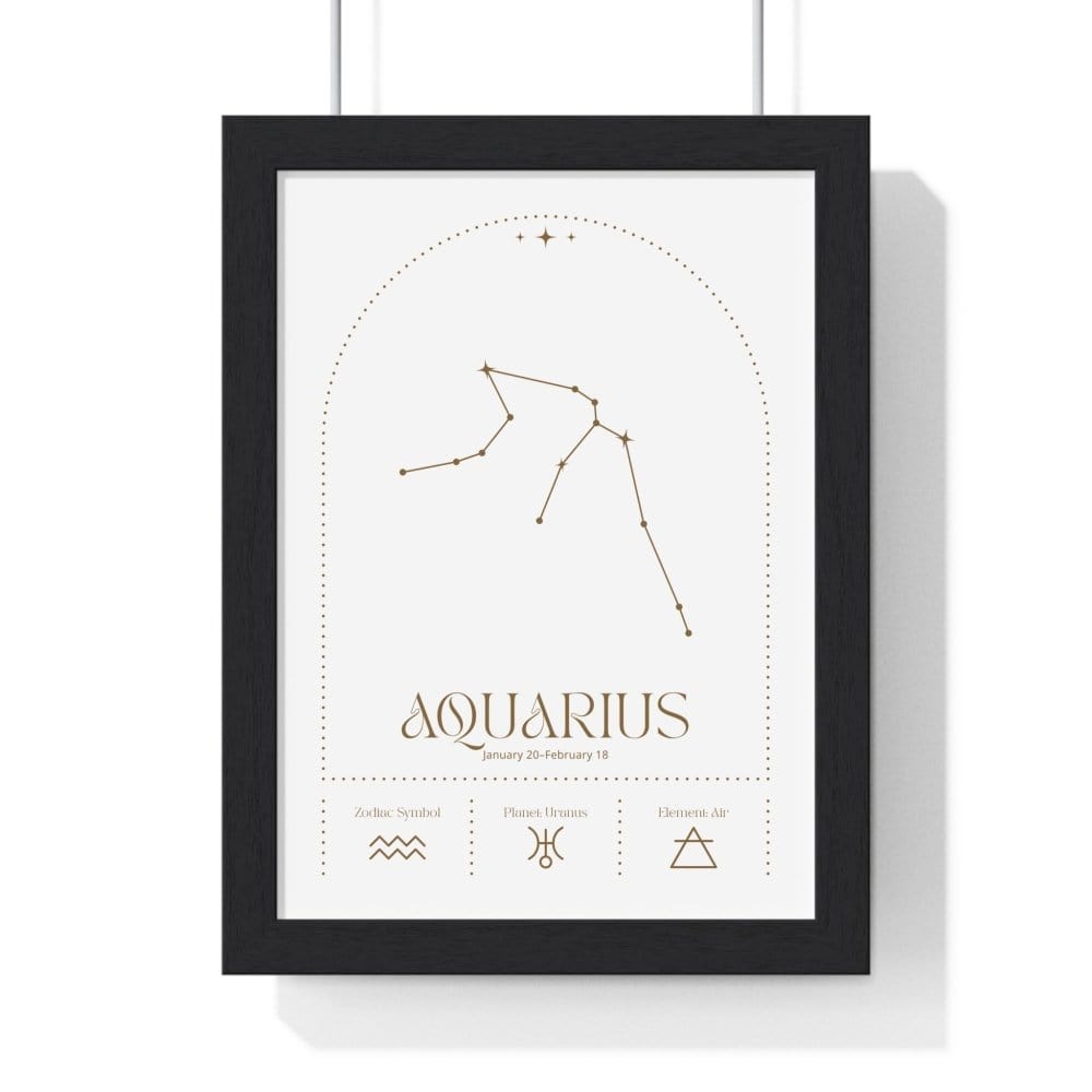 Framed Aquarius Minimalist Astrology Chart poster