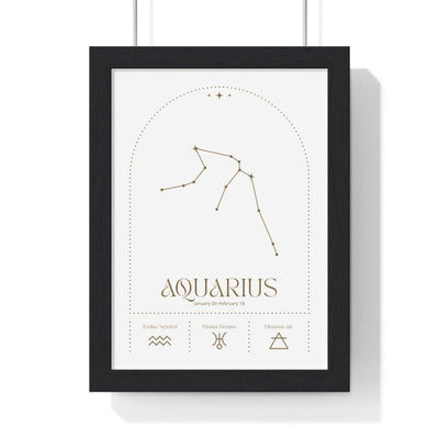 Framed Aquarius Minimalist Astrology Chart poster