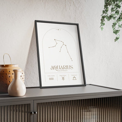 Framed Aquarius Minimalist Astrology Chart poster