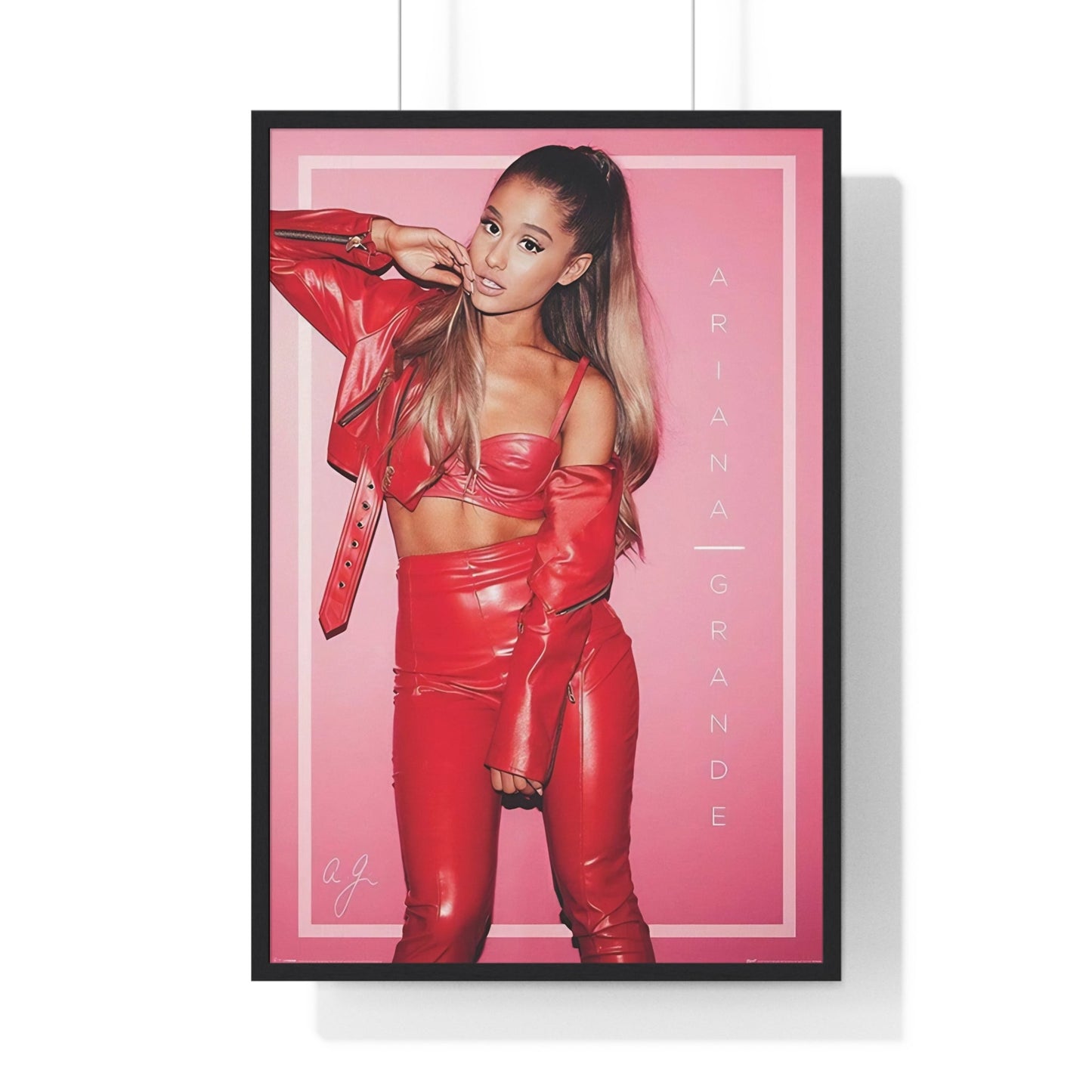 Framed Ariana Grande Red Outfit Portrait maxi poster
