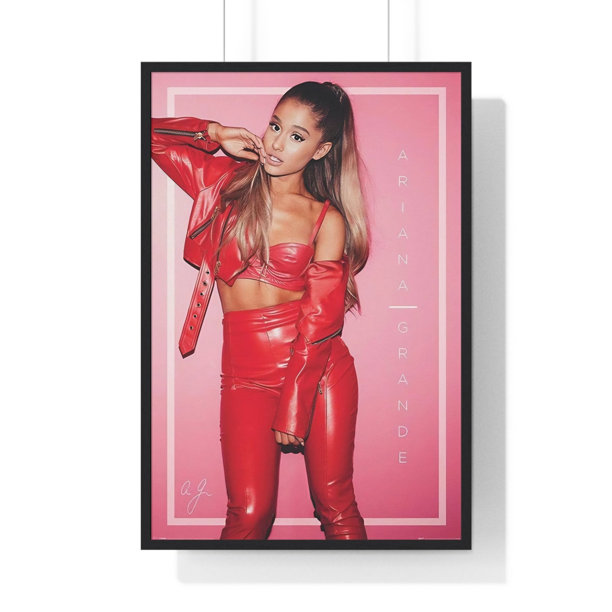 Framed Ariana Grande Red Outfit Portrait maxi poster