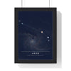 Aries Constellation print framed in a black frame, ready to hang