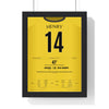 Arsenal Champions League 2006 Poster - Thierry Henry 14 Bernabeu Winner Print framed in a black frame, ready to hang