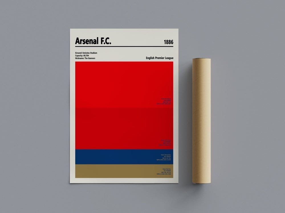 Framed Arsenal colour swatch print back view