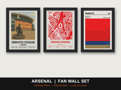 Arsenal Fan Wall Set | Emirates Stadium Print, Stadium Map & Club Colours