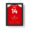 Arsenal Henry Goal v Spurs 2002 Poster - Henry 14 Knee Slide framed in a black frame, ready to hang