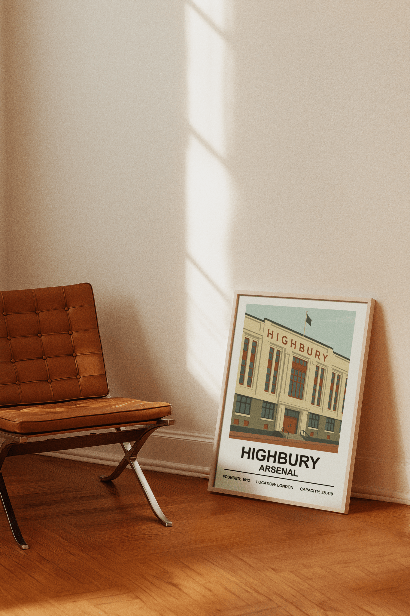 Framed Arsenal Highbury Stadium poster