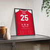 Arsenal Kanu Hat-Trick 1999 Poster - Kanu 25 Stamford Bridge Print framed and leaning on a sideboard