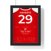 Arsenal Premier League Champions 2026 Poster - Havertz 29 v Burnley framed in a black frame, ready to hang