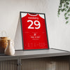 Arsenal Premier League Champions 2026 Poster - Havertz 29 v Burnley framed and leaning on a sideboard