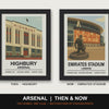 Arsenal Then & Now Stadium Set | Highbury + Emirates Stadium Prints