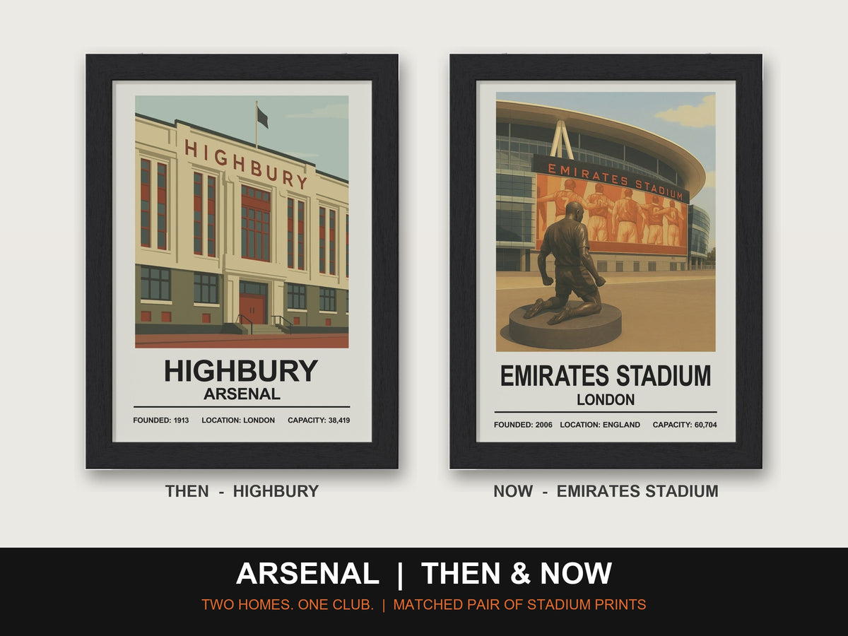 Arsenal Then & Now Stadium Set | Highbury + Emirates Stadium Prints