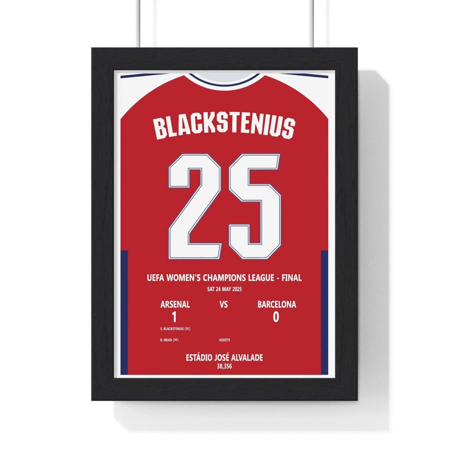 Framed Arsenal vs Barcelona Women's Champions League Final 2025 poster