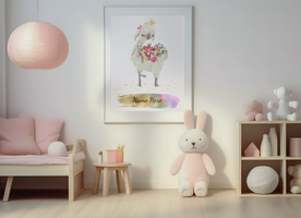 Llama Personalised Print Wall Art, Customizable Frame/Unframed Poster