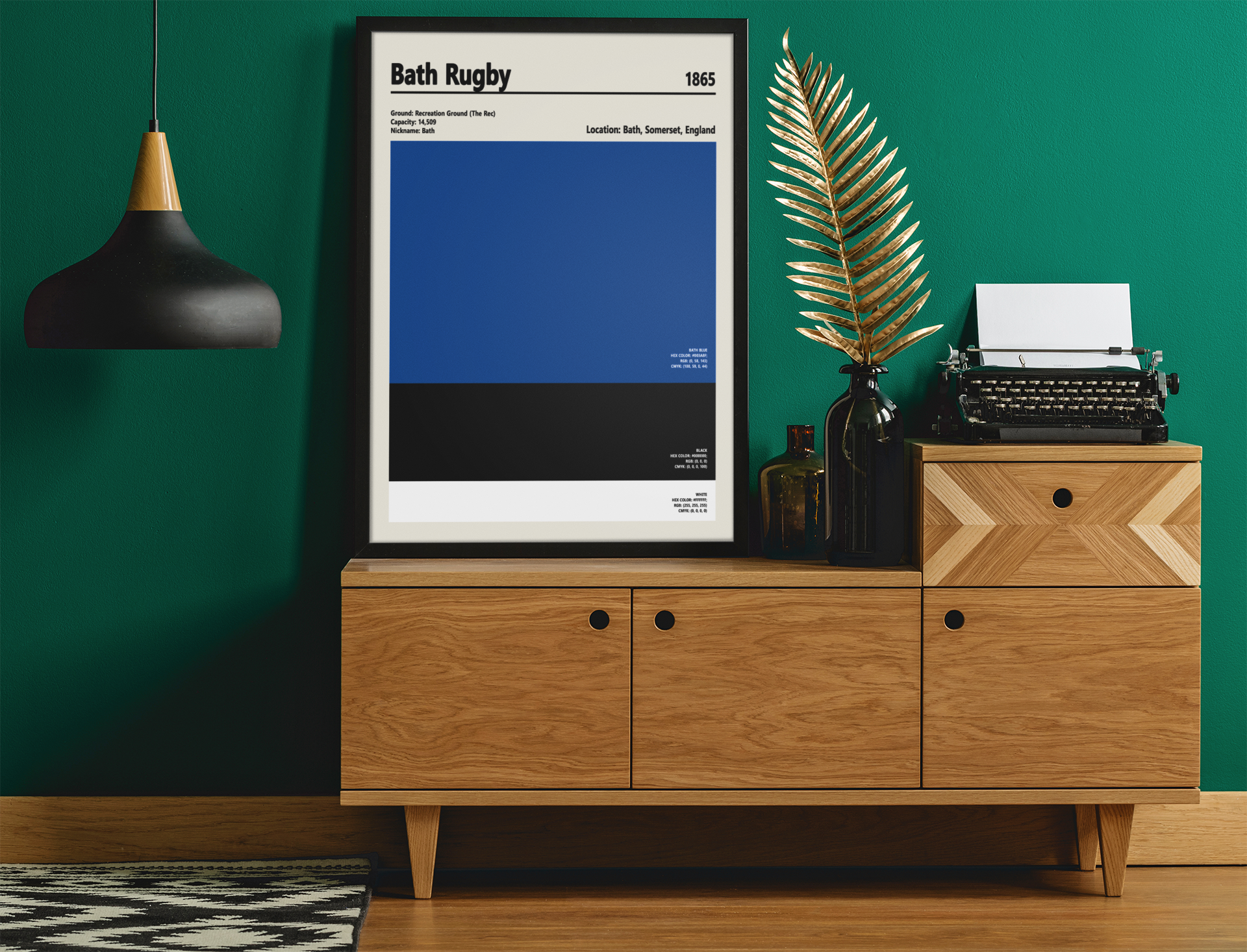Bath Rugby wall art print inspired by The Rec colours