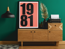 Typography Date Year Word Art Print Wall Art, Customizable Frame/Unframed Poster