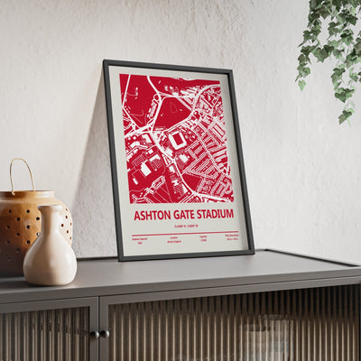 Framed Ashton Gate Stadium map print