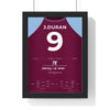 Aston Villa 1-0 Bayern Champions League 2024 Poster - Durán 9 Villa Park framed in a black frame, ready to hang