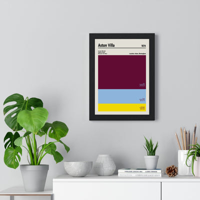 Aston Villa Colour Swatch Print framed on a living room wall