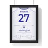 Aston Villa Europa League Final 2026 Poster - Morgan Rogers 27 Shirt Print framed in a black frame, ready to hang