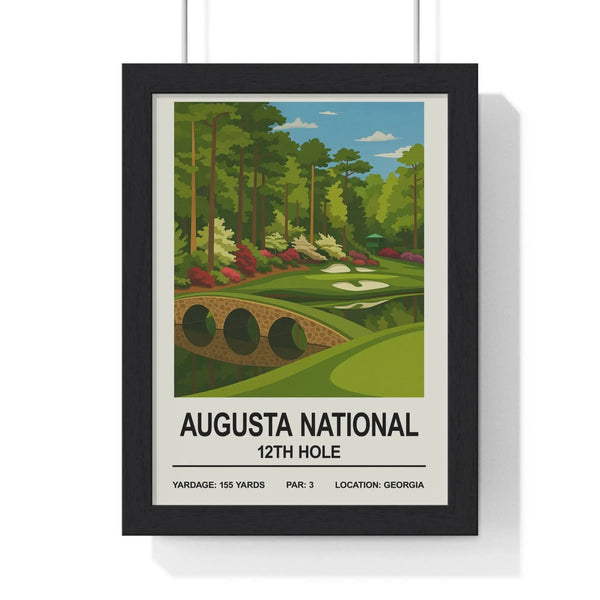 Augusta National 12th hole framed golf wall art print — Amen Corner illustration