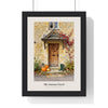 The Autumn Porch Print framed in a black frame, ready to hang