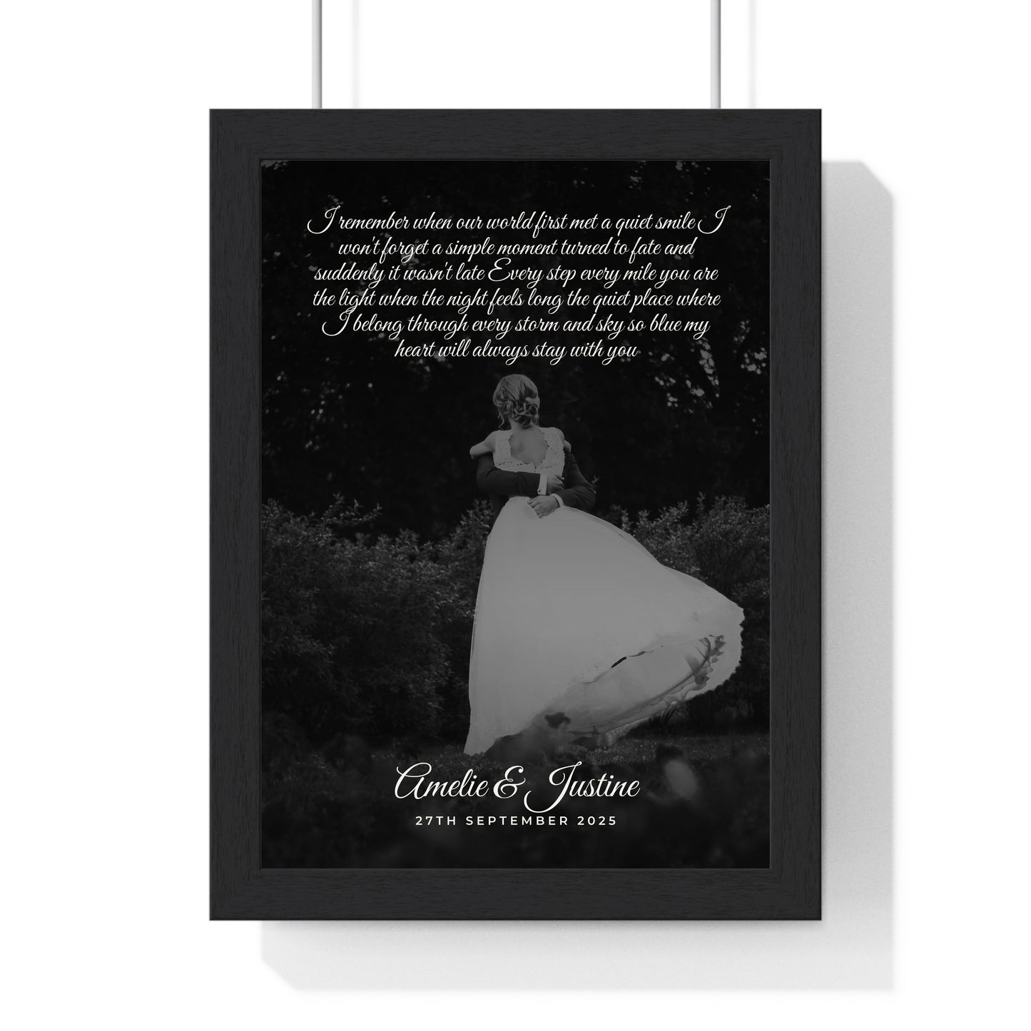 Personalised couple photo song lyrics print product mockup 2