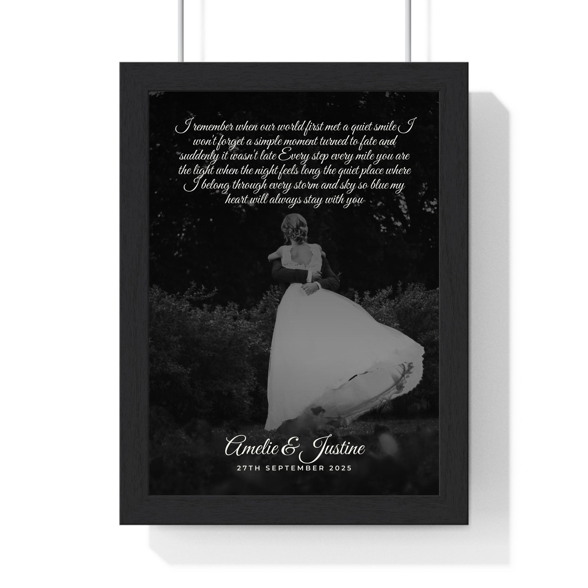 Personalised couple photo song lyrics print product mockup 2