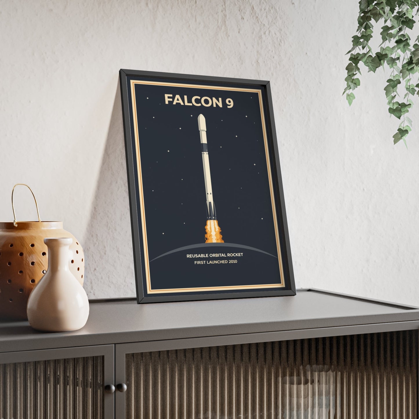 Framed Falcon 9 Rocket poster