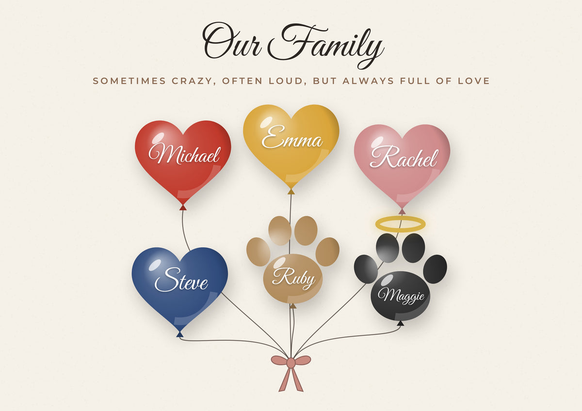 Personalised Family Balloon Print - design detail