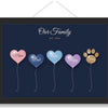 Personalised Family Balloon Print - navy balloons on strings