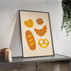 Framed Bakery Bread Kitchen Print - Croissant & Pretzel print