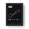 Baku Circuit print framed in a black frame, ready to hang