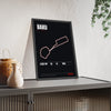 Baku Circuit print framed and leaning on a sideboard