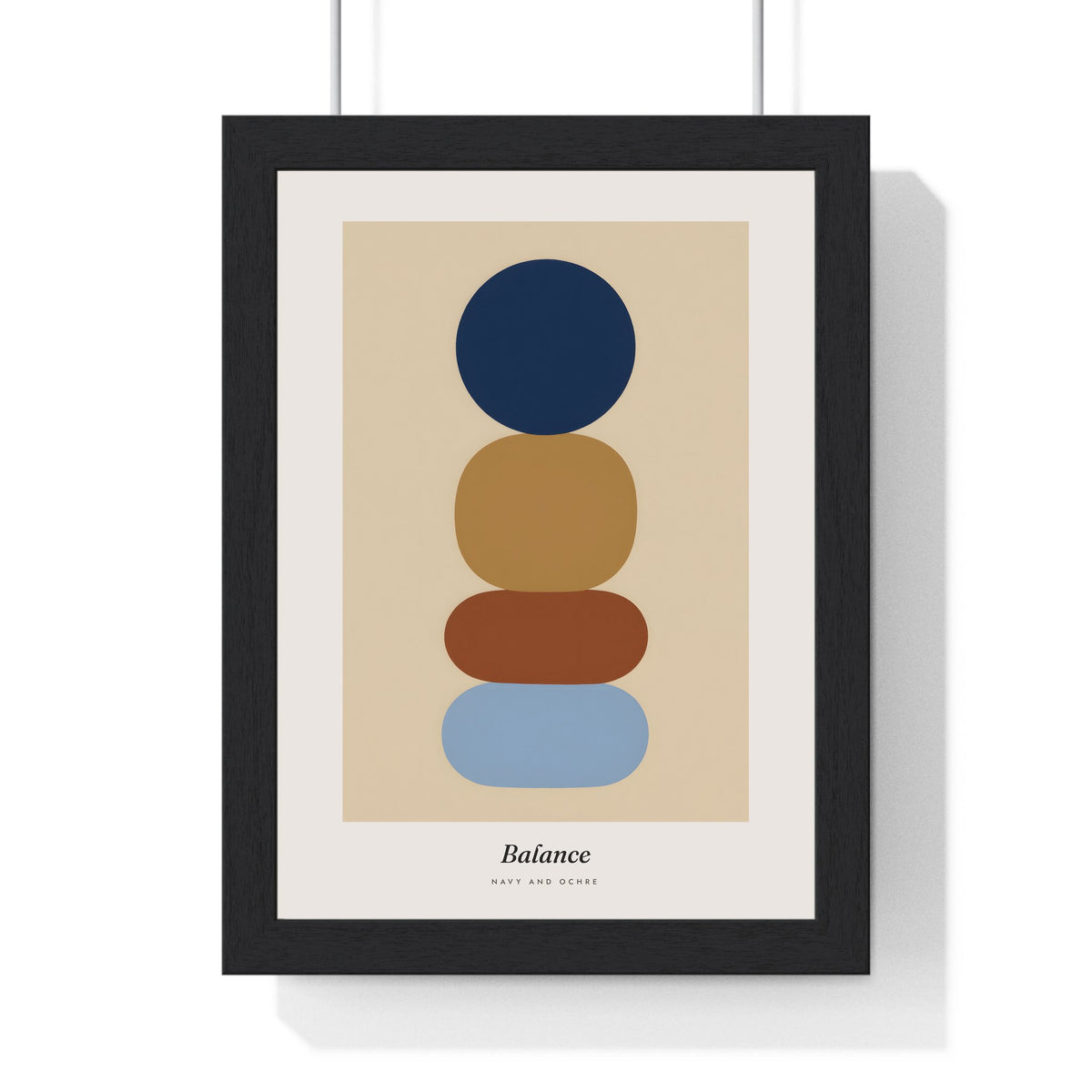 Balance Abstract Print - Home Office Wall Art framed in a black frame, ready to hang
