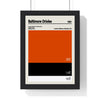 Baltimore Orioles colour swatch print framed in a black frame, ready to hang