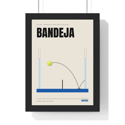 Bandeja Padel print framed in a black frame, ready to hang