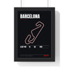 Barcelona Circuit print framed in a black frame, ready to hang