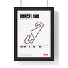 Barcelona Circuit print White framed in a black frame, ready to hang
