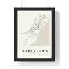 Barcelona Metro Map Print - framed minimal Barcelona metro lines map print, black lines on cream paper