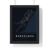 Barcelona Metro Map Print - framed night style Barcelona metro lines print